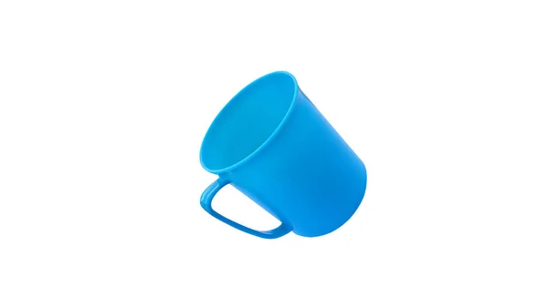 Vidro Plástico Azul Isolado Fundo Branco Com Clipping Path — Fotografia de Stock