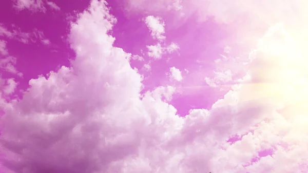Пастельне Рожеве Небо Природними Білими Хмарами Яскравим Сонячним Світлом Фону — стокове фото