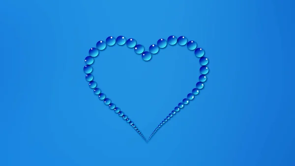 Gotas Água Forma Coração Gráficos Fundo Azul Abstratos Para Fundos — Fotografia de Stock
