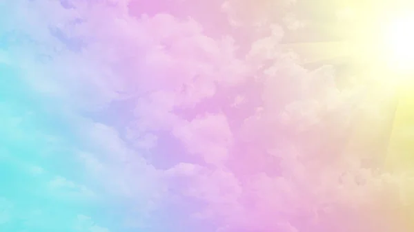 Pastel Pink Sky White Clouds Golden Sunshine Natural Background Other — Fotografia de Stock