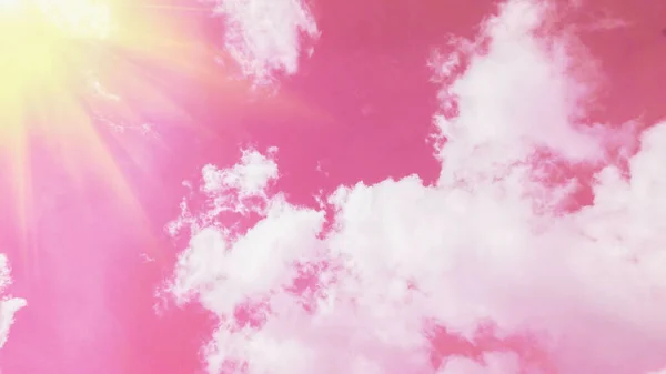 Панель Неба Білими Хмарами Золотим Сонячним Світлом Сяє Природно Красиво — стокове фото