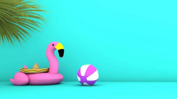 pembe flamingo ve top