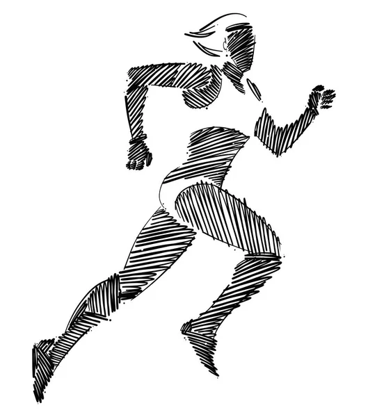 Desenho Atletismo Representado Figura Corredor Feminino Feito Pinceladas —  Vetores de Stock