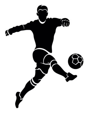 Futbolcunun siyah beyaz silueti topa hükmediyor