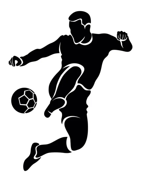 Silhouette Noire Blanche Footballeur Dominant Ballon — Image vectorielle