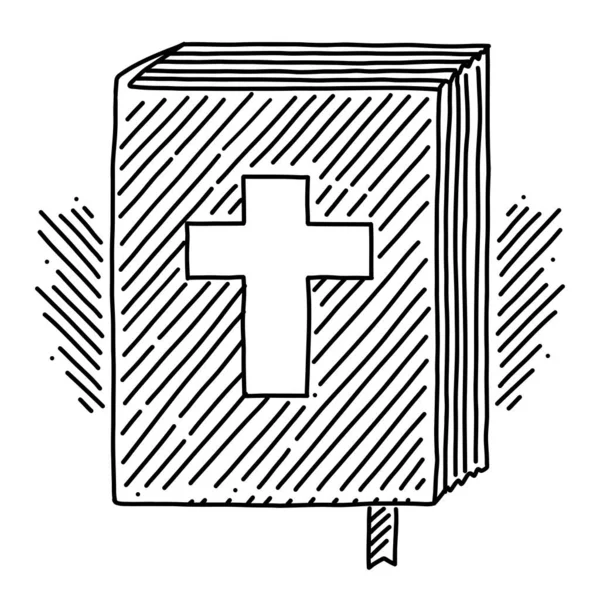 Bijbel Met Het Symbool Van Het Kruis Voorkant Met Details — Stockvector