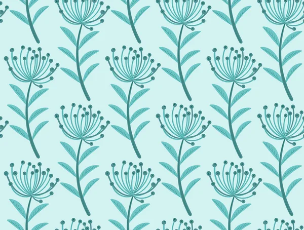 Patrón Floral Sin Costuras Patrón Repetido Simple Color Azul Menta — Vector de stock