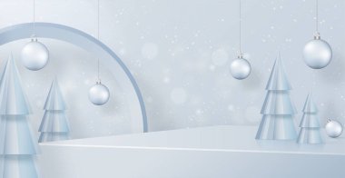 Podyum sahne tarzı, mutlu noeller ve yeni yıllar ve festivaller için ya da kırmızı kağıt kesikli sanat ve el sanatları ile festival elementleriyle dolu bir kutlama festivali için.