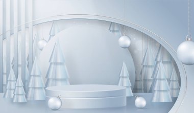 Podyum sahne tarzı, mutlu noeller ve yeni yıllar ve festivaller için ya da kırmızı kağıt kesikli sanat ve el sanatları ile festival elementleriyle dolu bir kutlama festivali için.