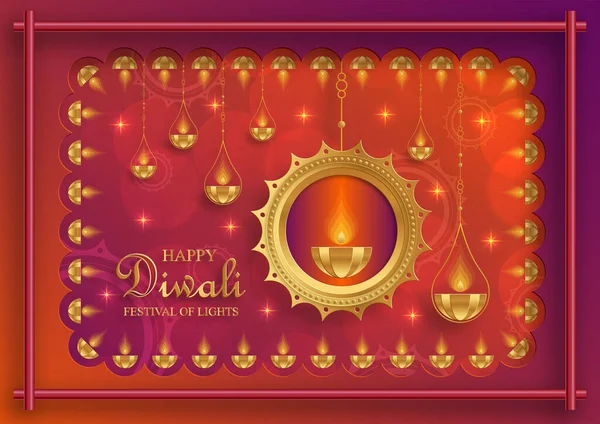 Diwali Deepavali Oder Dipavali Das Indische Lichterfest Auf Blauem Hintergrund — Stockvektor