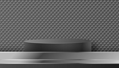 Kara Cuma satış posteri için yuvarlak podyum sahnesi afiş, poster veya web sitesi için arka planda siyah kağıt kesim ve zanaat stili