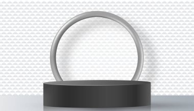 3d Yuvarlak podyum sahnesi kağıt kesim stili üzerinde güzel ve yaratıcı sembollerle kozmetik marka tasarımı ve reklamcılığı için renk arkaplanı
