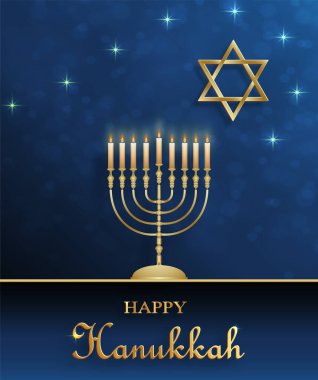 Hanuka bayramı için güzel ve yaratıcı sembolleri olan mutlu Hanuka kartları ve altın kağıt kesim tarzı Hanuka Yahudi bayramı (çeviri: Mutlu Hanukka günleri, Hag Hanukka)