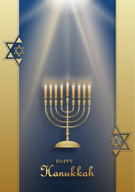 Hanuka bayramı için güzel ve yaratıcı sembolleri olan mutlu Hanuka kartları ve altın kağıt kesim tarzı Hanuka Yahudi bayramı (çeviri: Mutlu Hanukka günleri, Hag Hanukka)