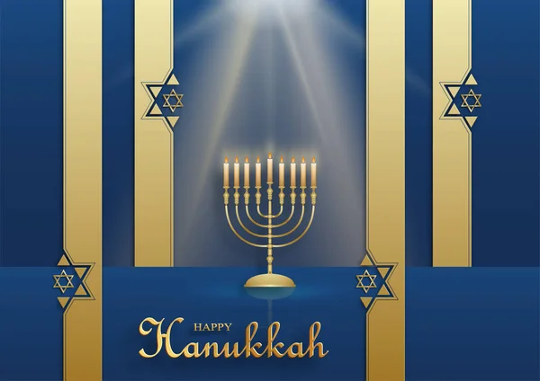 Cartão Hanukkah Feliz Com Símbolos Agradáveis Criativos Estilo Corte Papel —  Vetores de Stock