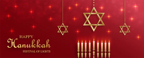 Cartão Hanukkah Feliz Com Símbolos Agradáveis Criativos Fundo Cor Para —  Vetores de Stock