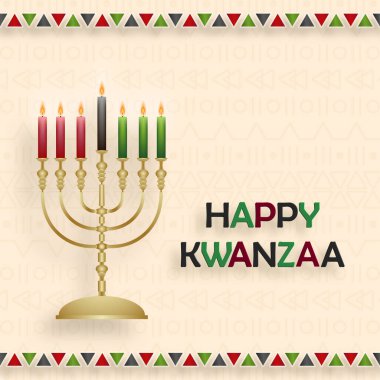 Kwanzaa bayramı için güzel ve yaratıcı sembolleri ve altın kağıt kesim tarzıyla Mutlu Kwanzaa kartları