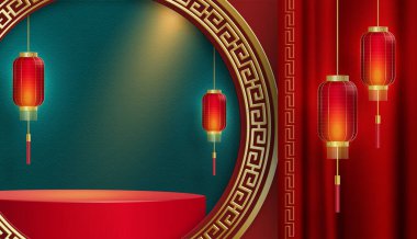 3d Podyum sahnesi Çin Fener Festivali, Asyalı elementlerle renklendirilmiş