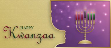 Kwanzaa bayramı için renk arkaplanı üzerine güzel ve yaratıcı semboller içeren Mutlu Kwanzaa kartları