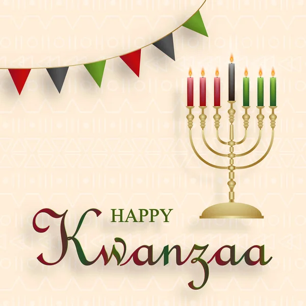 Kwanzaa bayramı için renk arkaplanı üzerine güzel ve yaratıcı semboller içeren Mutlu Kwanzaa kartları