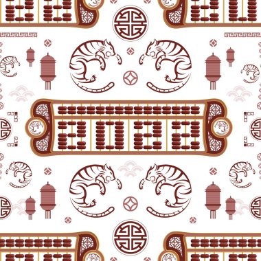 Kaplan 2022 'nin mutlu Çin yeni yılı için Asya unsurlarıyla kusursuz bir model.
