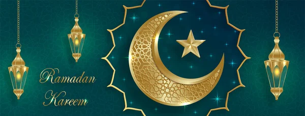 Ramadan Kareem Disegno Sfondo Islamico Con Motivo Oro Sfondo Colore — Vettoriale Stock