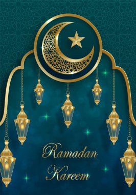 İslami zemin üzerinde Ramazan Kareem tasarımı kağıt rengi arkaplan üzerinde altın desenli (çeviri: Ramazan Kareem)