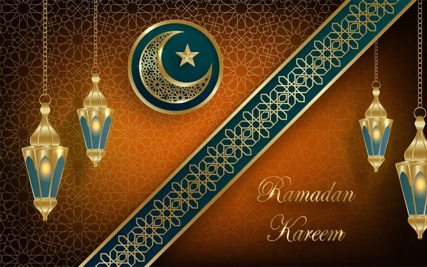 伊斯兰背景下的拉马丹 卡里姆设计 纸色背景上的金色图案 拉马丹 卡里姆 — 图库矢量图片