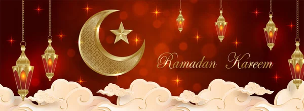 Ramadan Kareem Σχεδιασμός Ισλαμικό Φόντο Χρυσό Μοτίβο Χαρτί Φόντο Χρώμα — Διανυσματικό Αρχείο