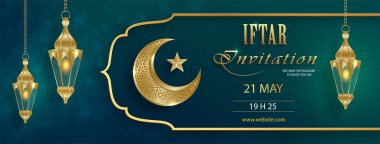 İslami arka plan üzerine Ramazan Kareem için iftar davetiyesi 