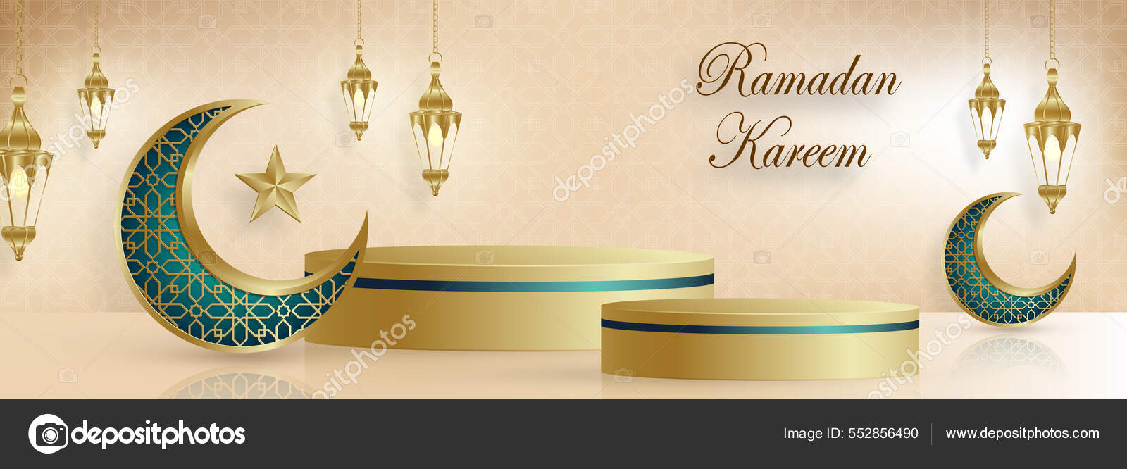 Islamic Podium Stage Eid Mubarak Ramadan Kareem Muharram Iftar Color Stock  Vector Image by © #552856490