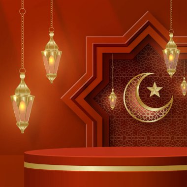 Ramazan Bayramı, Ramazan Kareem, Muharram ve iftar için İslami 3d podyum sahne