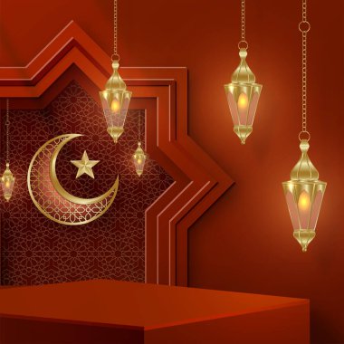 Ramazan Bayramı, Ramazan Kareem, Muharram ve iftar için İslami 3d podyum sahne