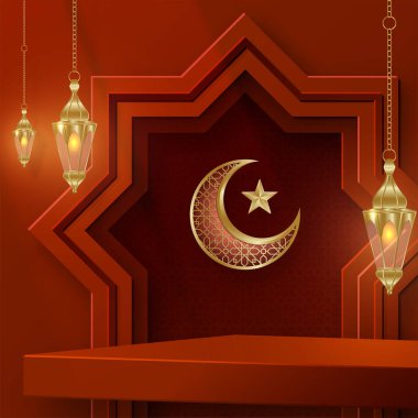 Ramazan Bayramı, Ramazan Kareem, Muharram ve iftar için İslami 3d podyum sahne