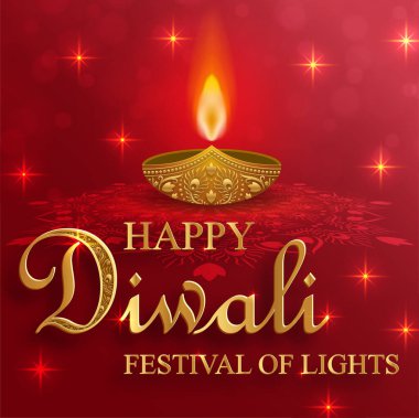 Mutlu Diwali vektör çizimleri. Bayram Diwali ve Deepawali kartı. Hint renk arkaplan ışık festivali