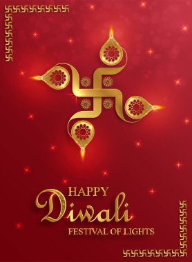 Mutlu Diwali vektör çizimleri. Bayram Diwali ve Deepawali kartı. Hint renk arkaplan ışık festivali