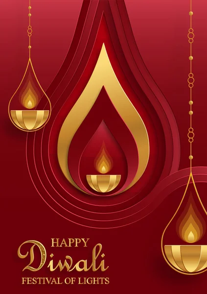 Happy Diwali Vector Illustration Festive Diwali Deepawali Card Indian Festival — Stock Vector