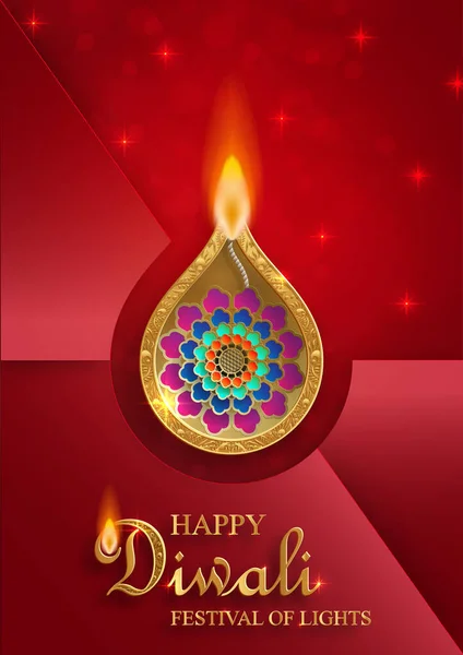 Happy Diwali Ilustração Vetorial Cartão Festivo Diwali Deepawali Festival Indiano — Vetor de Stock