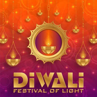 Mutlu Diwali vektör çizimleri. Bayram Diwali ve Deepawali kartı. Hint renk arkaplan ışık festivali
