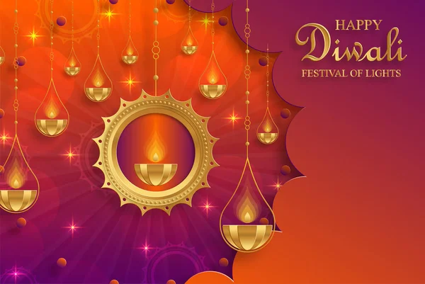 Mutlu Diwali vektör çizimleri. Bayram Diwali ve Deepawali kartı. Hint renk arkaplan ışık festivali