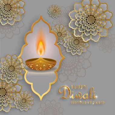 Bayram Diwali ve Deepawali kartı. Hint Işık Festivali