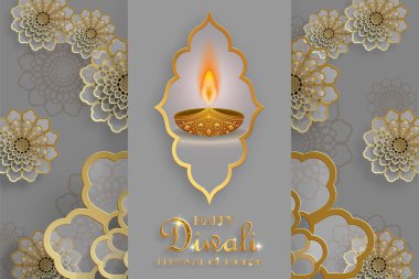 Bayram Diwali ve Deepawali kartı. Hint Işık Festivali