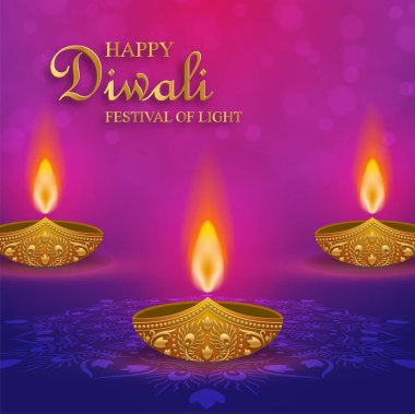 Mutlu Diwali vektör çizimleri. Hint Işık Festivali.