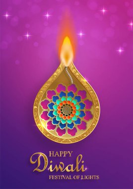 Mutlu Diwali vektör çizimleri. Hint Işık Festivali.