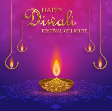 Mutlu Diwali vektör çizimleri. Hint Işık Festivali.