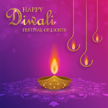 Mutlu Diwali vektör çizimleri. Hint Işık Festivali.
