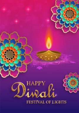 Mutlu Diwali vektör çizimleri. Hint Işık Festivali.