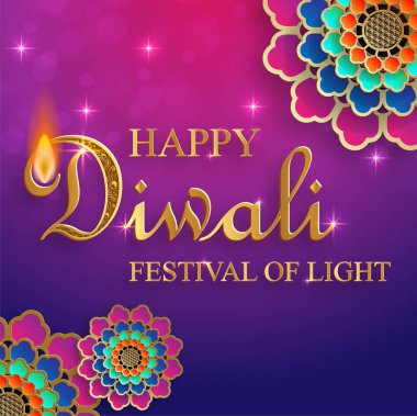 Mutlu Diwali vektör çizimleri. Hint Işık Festivali.