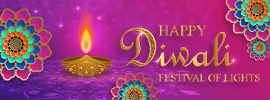 Mutlu Diwali vektör çizimleri. Hint Işık Festivali.