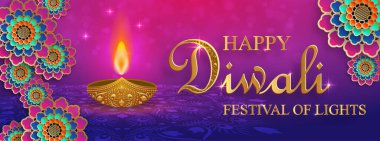 Mutlu Diwali vektör çizimleri. Hint Işık Festivali.